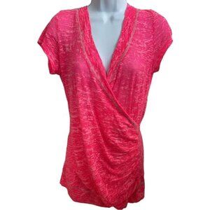 Vnty Essentials Burnout Hot Pink Crossover Top L